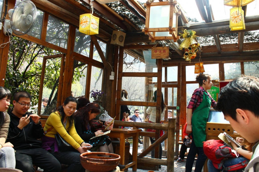 Waiting in line for a table at Green Tea