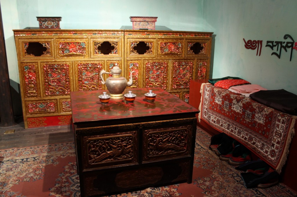 A typical Tibetan tea urn with milk tea