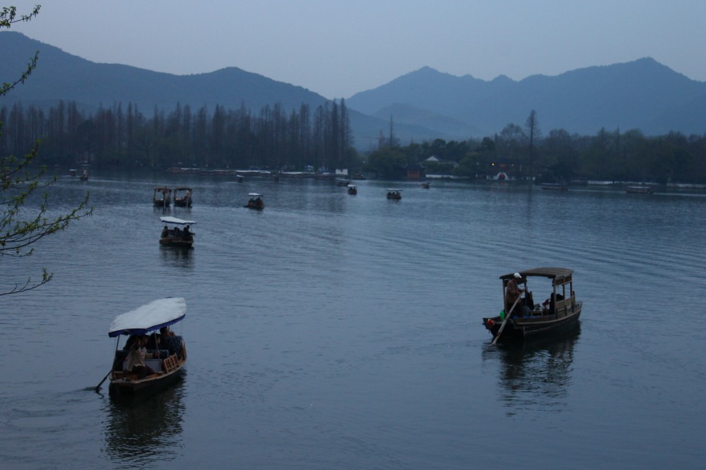 Local boatmen return home for the evening